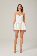 Mireille white bustier pleated mini dress