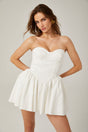Mireille white bustier pleated mini dress