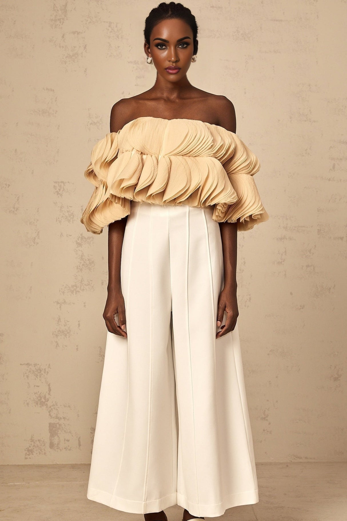 Morgan Cropped Top Off The Shoulder Shirred Panel