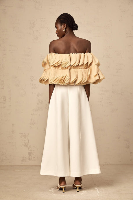Morgan Cropped Top Off The Shoulder Shirred Panel