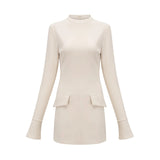 Morgan Mini Dress White Flared Cuffs Zip Fastening Thigh Length