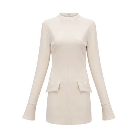 Morgan Mini Dress White Flared Cuffs Zip Fastening Thigh Length