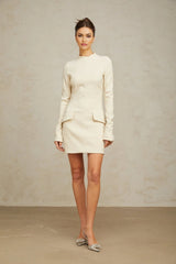 Morgan Mini Dress White Flared Cuffs Zip Fastening Thigh Length