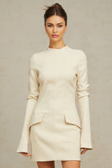Morgan Mini Dress White Flared Cuffs Zip Fastening Thigh Length