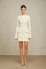 Morgan Mini Dress White Flared Cuffs Zip Fastening Thigh Length