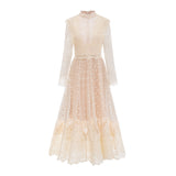 Morgan Polka - Dot Lace - Trim Midi Dress