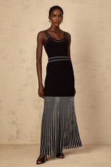 Morgan Top & Skirt Set with Striped Detail in Black