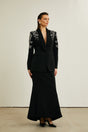 Morgane black embellished jacket  skirt matching set