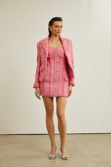 Morgane pink frayed bustier mini dress
