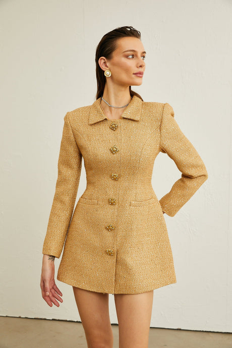 Morgane tweed longsleeve mini dress