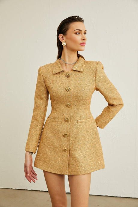 Morgane tweed longsleeve mini dress