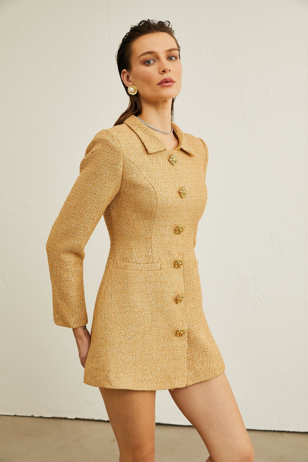 Morgane tweed longsleeve mini dress