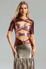 Myla Gold Metallic Cut-Out Maxi Dress for Evening Events and Special Occasions