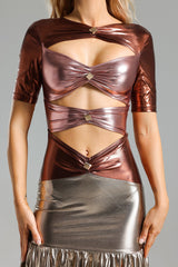 Myla Gold Metallic Cut-Out Maxi Dress for Evening Events and Special Occasions