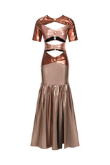 Myla Gold Metallic Cut-Out Maxi Dress