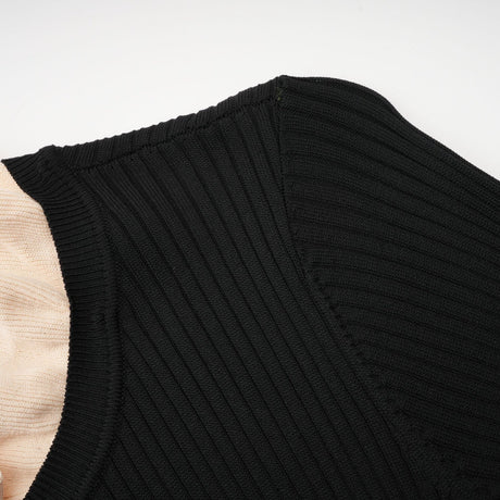 Nadège black ruffledneck knitted midi dress