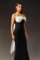 Nadia Black Floral Off-The-Shoulder Maxi Dress