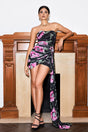 Nadia Black Floral Mesh Strapless Mini Dress