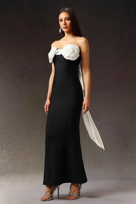 Nadia Black Floral Sleeveless Maxi Dress