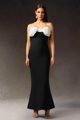 Nadia Black Floral Sleeveless Off-Shoulder Maxi Dress