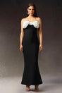 Nadia Black Floral Sleeveless Off-Shoulder Maxi Dress