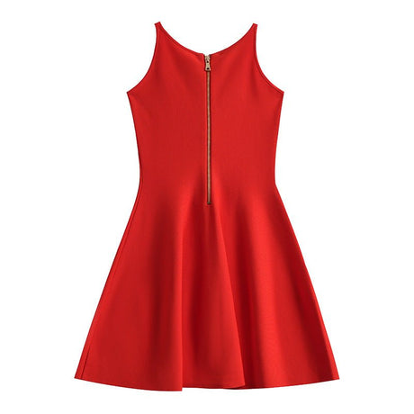 Nadia Dress - Figure - Enhancing Silhouette - Flared A - Line Skirt - Statement Button Details - V - Neckline Feminine Touch