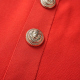 Nadia Dress - Figure - Enhancing Silhouette - Flared A - Line Skirt - Statement Button Details - V - Neckline Feminine Touch