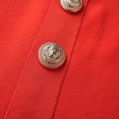 Nadia Dress - Figure - Enhancing Silhouette - Flared A - Line Skirt - Statement Button Details - V - Neckline Feminine Touch