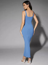 Nadia Maxi Dress - Elegant Style - Slim Fit - Scoop Neck - Backless Rib - Knit