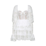Nadine semisheer lacetrim mini dress