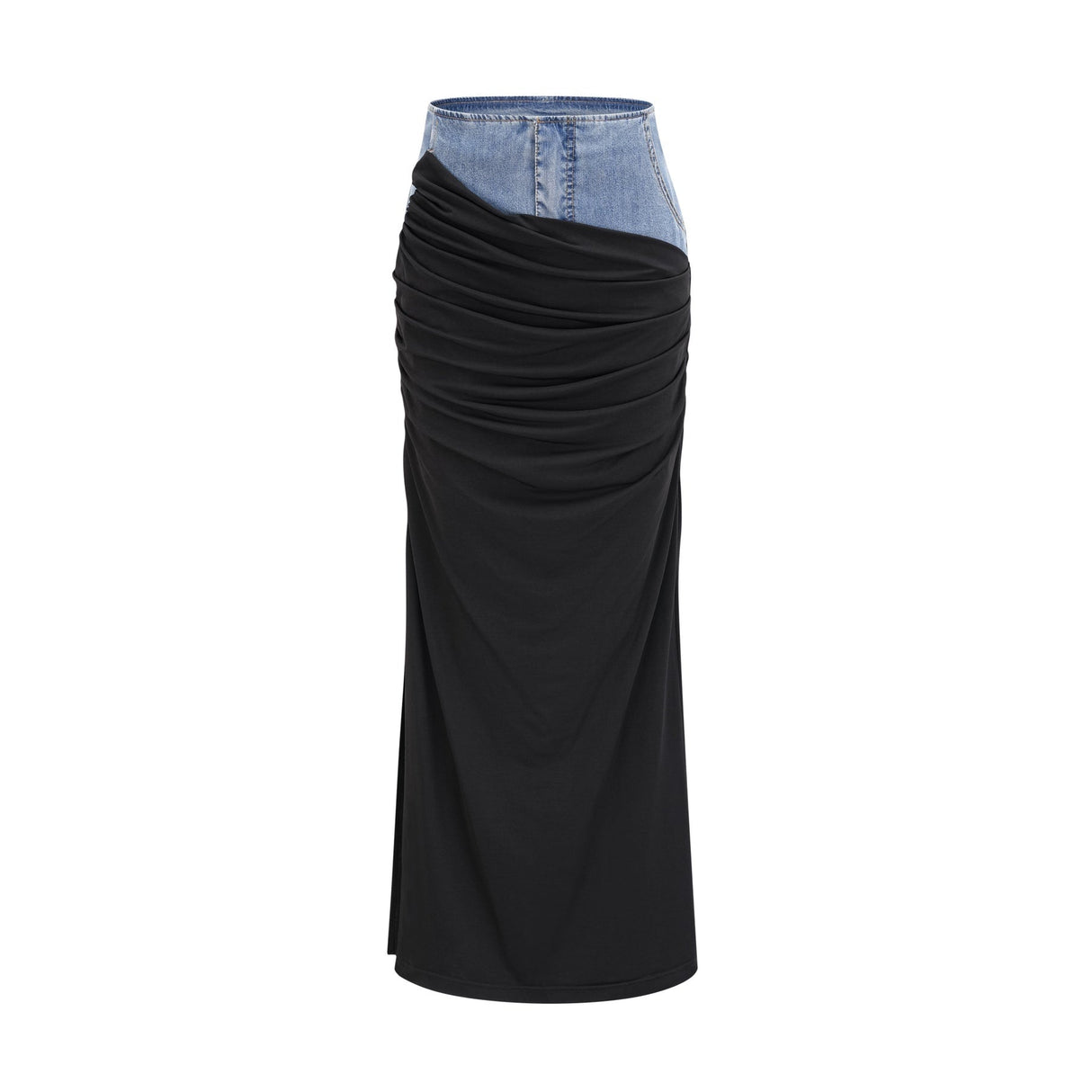Nala jerseypanelled denim top  skirt matching set