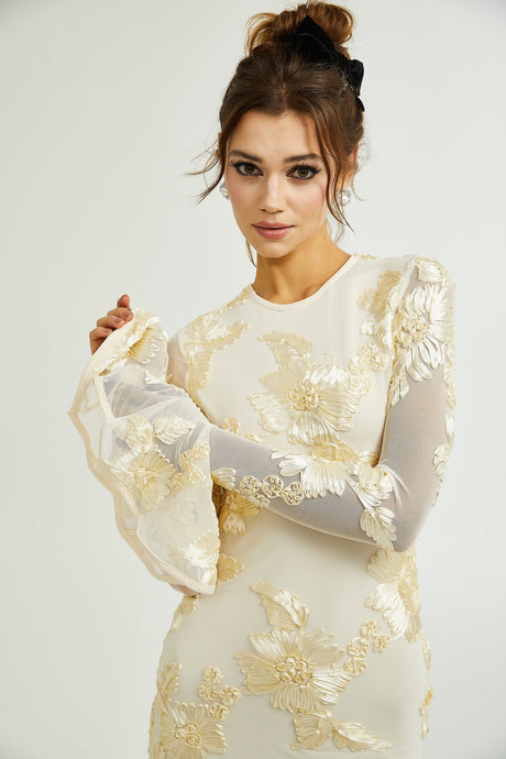 Nalini floralembroidery openback dress