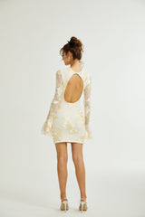 Nalini floralembroidery openback dress