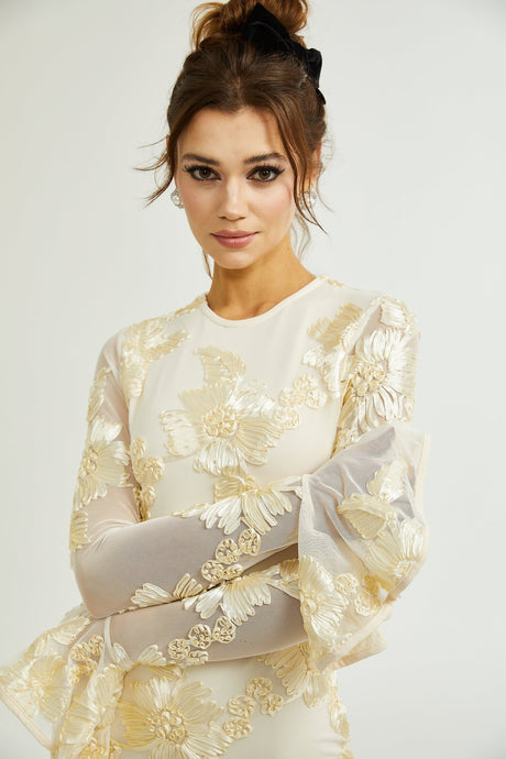 Nalini floralembroidery openback dress