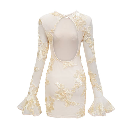 Nalini floralembroidery openback dress