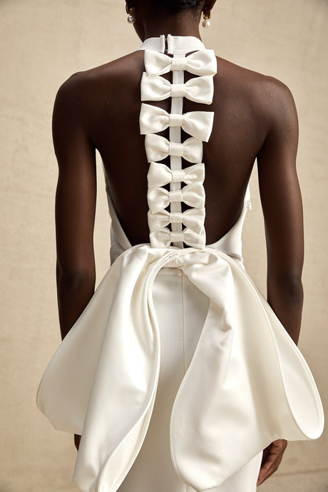 Natalia Dress White Oversize - Bow Maxi
