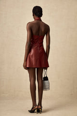 Natalia Mini Dress Red Halterneck Crystal Embellished