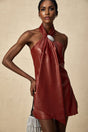 Natalia Mini Dress Red Halterneck Crystal Embellished