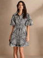 Natalina Midi Dress - Collared Neckline - Drop Shoulder Sleeves - Flared Hem - High Waist - Festival Ready