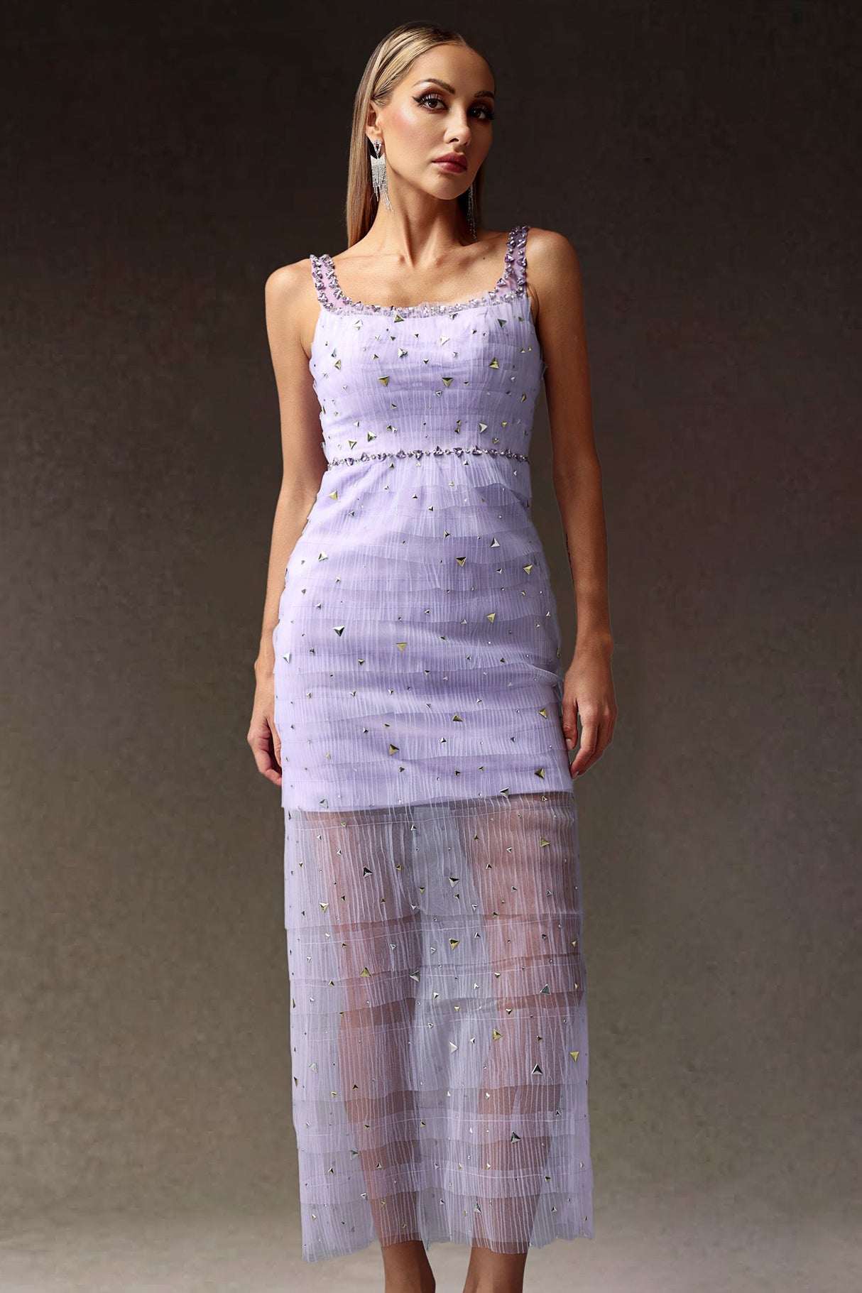 Natasha Lilac Sequin Diamond Dress