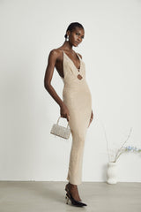 Natasha Plunging V - Neck Cut - Out Midi Dress