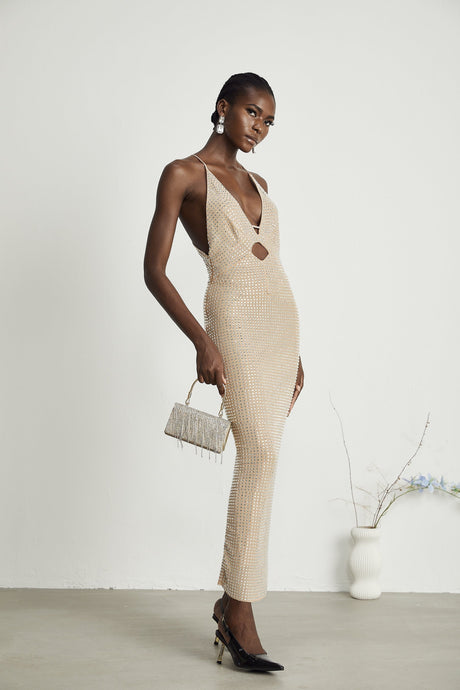 Natasha Plunging V - Neck Cut - Out Midi Dress