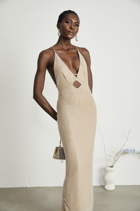 Natasha Plunging V - Neck Cut - Out Midi Dress