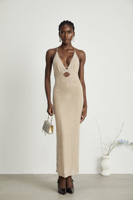 Natasha Plunging V - Neck Cut - Out Midi Dress