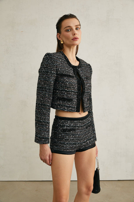 Nathalie tweed openfront jacket