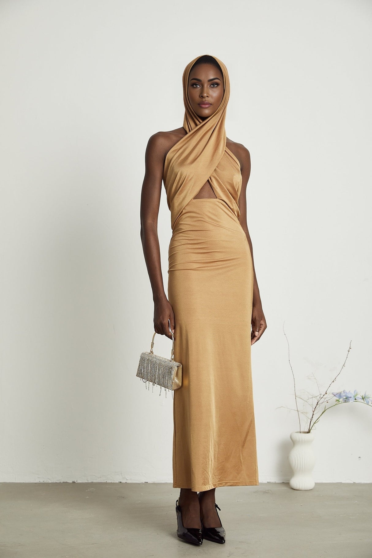 Neri hooded cutout maxi dress