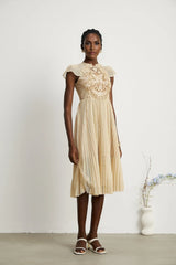 Nerissa embroidered pleated midi dress