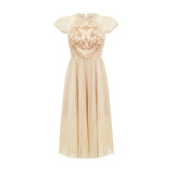 Nerissa embroidered pleated midi dress