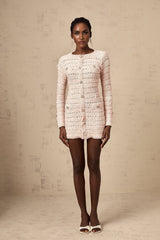Nicole Mini Dress Pink Knit Button Detail Fitted