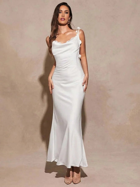 Ninetta Maxi Dress - Mermaid Hem Shape - Slim Fit Type - Sleeveless - Spaghetti Strap Neckline - Wedding Occasion - Premium Quality